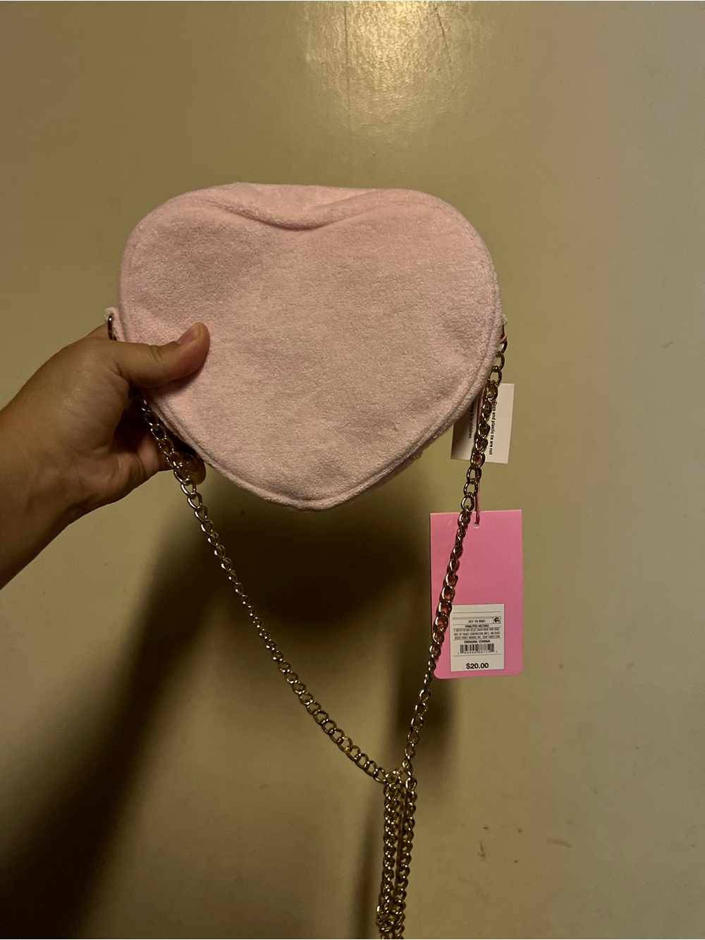 Stoney Clover Lane Pink Heart-Shaped Mini Bag with Gold Chain